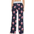 thumbnail image 4 of FREEAMG Womens Trendy Patterned Comfy Drawstring Lounge Pajama Pants High-Waist Wide Leg Sleepwear Bottom, 4 of 6