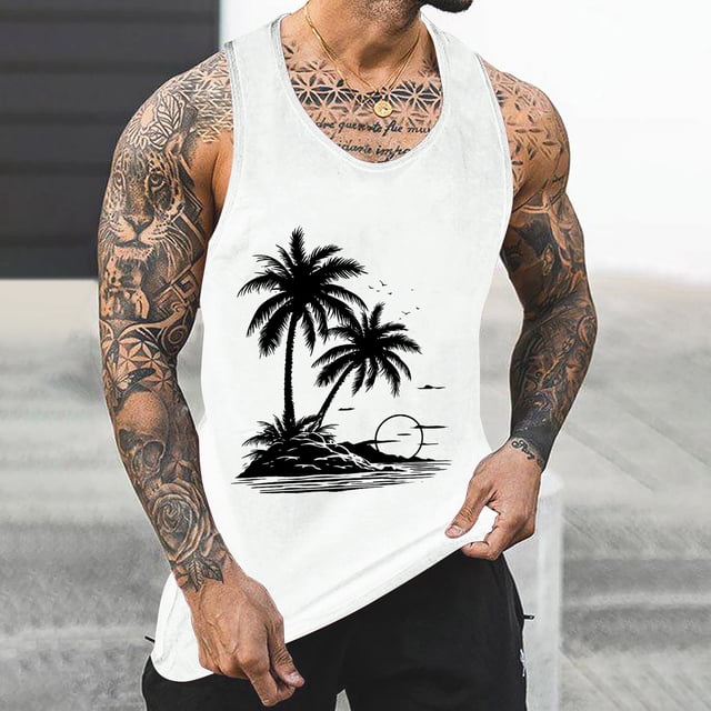 Styesk Débardeurs Hommes Débardeur Homme Impression Dégradée Incolore Col Rond Fine Bretelle Dos Fuyant Blouses de Sport Décontractées Régulières