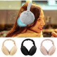 thumbnail image 3 of Ladies Ear Muffs Winter Foldable Fleece Ear Warmers Earmuffs for Winter Thick Plush Outdoor Riding Earmuffs for Girls (Color : Beige, Size : One Size), 3 of 4