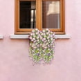 thumbnail image 3 of Faux Flowers Artificial Hanging Flower Outdoor Artificial Petunias for Outdoors UV Resistant Silk Flowers for Outside for Summer Kitchen Porch Patio Balcony Backyard Decor (1Pc,Beige), 3 of 5