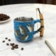thumbnail image 4 of Taza de Cerámica con Temática de Pesca y Mango de Caña de Pescar En Miniatura | Taza de Café Única para Pescadores y Amantes de La Naturaleza (Azul), 4 of 5