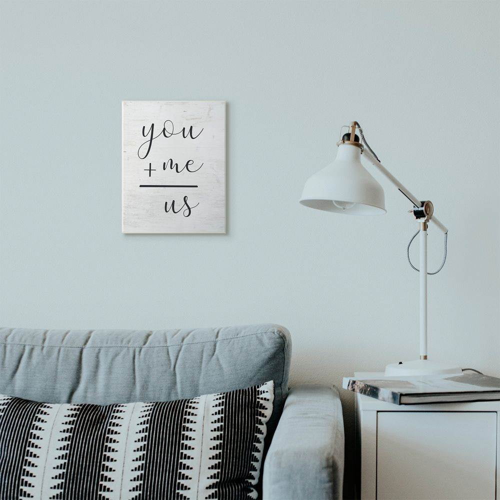 Stupell Industries You Plus Me Home Family Inspirational Word On Wood Texture Design Wall Plaque Art by Lettered and Lined