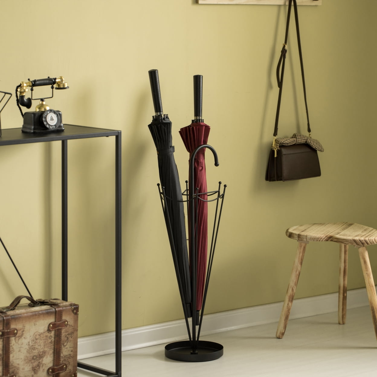 Black Umbrella Shaped Creative Umbrella Holder Stand for Indoor and Outdoor