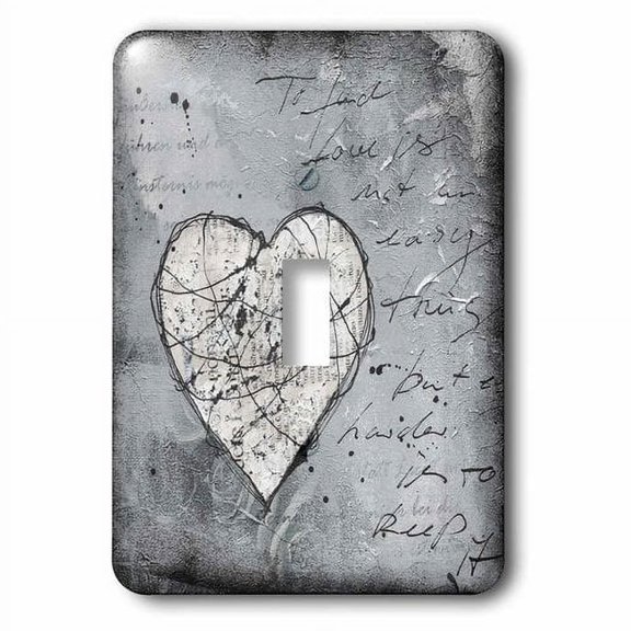 3dRose, Heart grunge style painting grey and black, single toggle switch