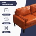 ZAFLY Faux Leather Accent Sofa Couch MidCentury 3 Seater Sofa Futon