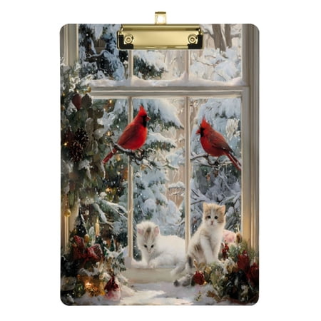 Wobogo Christmas Windowsill Acrylic Writing Pad Gold Clip Stardard Size A4 Office Decorative for Students Workers 12.5×9in