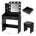 thumbnail image 2 of Yiwa Vanity Desk with Mirror and LED Lights, Makeup Vanity Desk with Power Outlet and Cushioned Stool, Dressing Table with 2 Drawers & 3 Lighting Modes Adjustable Brightness for Bedroom, 2 of 8