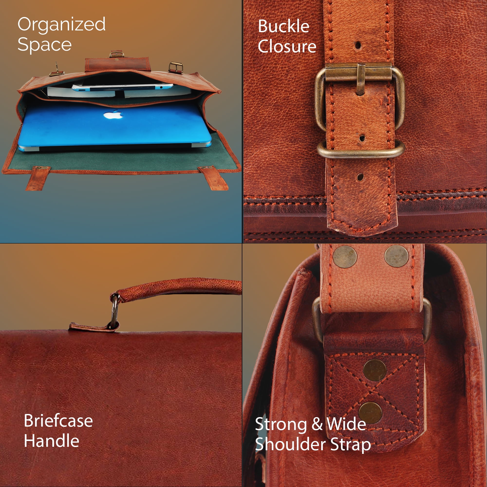 rustic town 15 inch vintage crossbody genuine leather laptop messenger bag