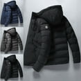 thumbnail image 5 of comerut Men Down Coat Hooded Padded Drawstring Warm Winter Quilted Down Coat for Daily Wear, 5 of 8