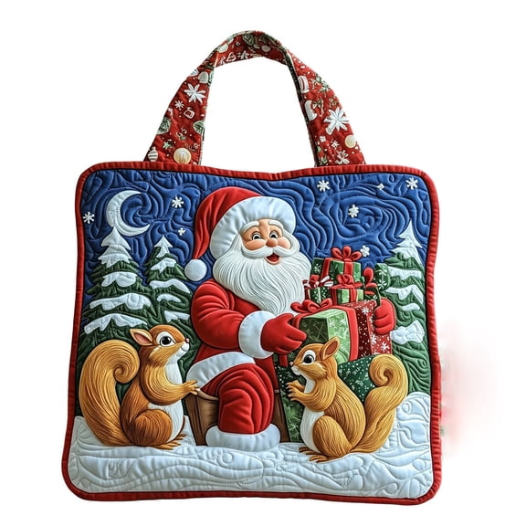 Christmas Holiday Tote Bag for Women, Quilted Embossed Shoulder Handbag, Reusable Shopping Grocery Carryall Hand Bag, Large Capacity Travel Weekend Work Bag