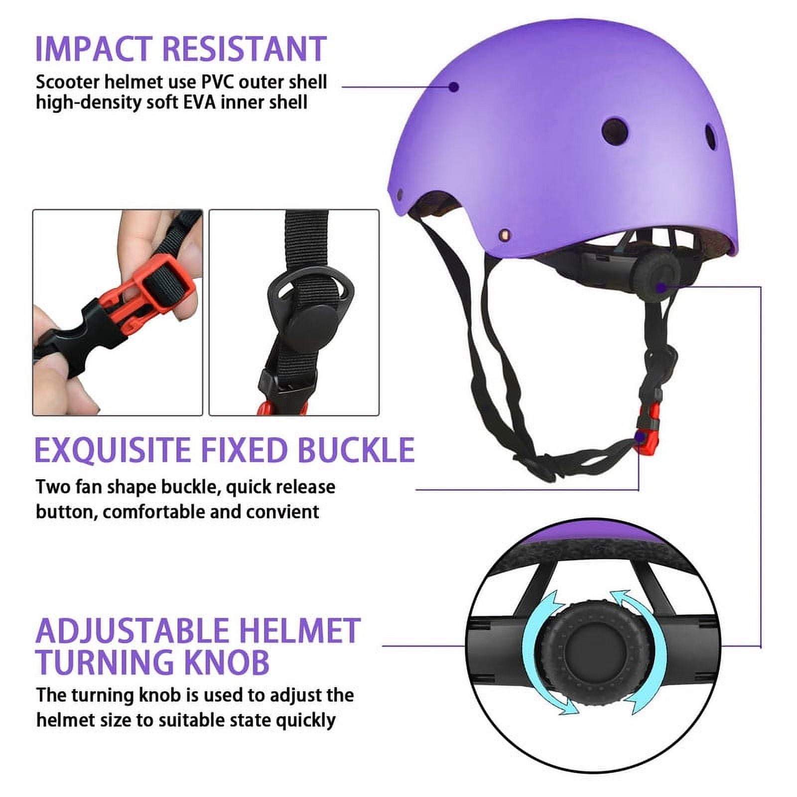 Kids Bike Helmet Set Skateboard Knee Pads, Helmet Pad Set Protective Gear Set Adjustable for Girls Kids 3-10yrs Helmet Elbow Pads Wrist Guards for Sport Cycling Bike Roller Skating Scooter