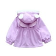 thumbnail image 4 of SGFCWSX Girls Hooded Jacket Kids Windproof Ruffle Zip Up Lightweight Fall Spring Outerwear Coat Purple Size 6-8 Years, 4 of 5