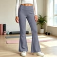 thumbnail image 4 of BXJX Girls Leggings 2 Pieces, Elastic Waist Sports Stretchy Slim Base Layer Flare Pants Gray Size 6-7 T, 4 of 7