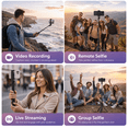 thumbnail image 3 of 36Inch Extendable Phone Selfie Stick with Wireless Remote, Tripod Stand and Fill Light, Portable, for Photograph, Live Streaming, Video Recording, Compatible with iPhone Samsung Android,Black, 3 of 7