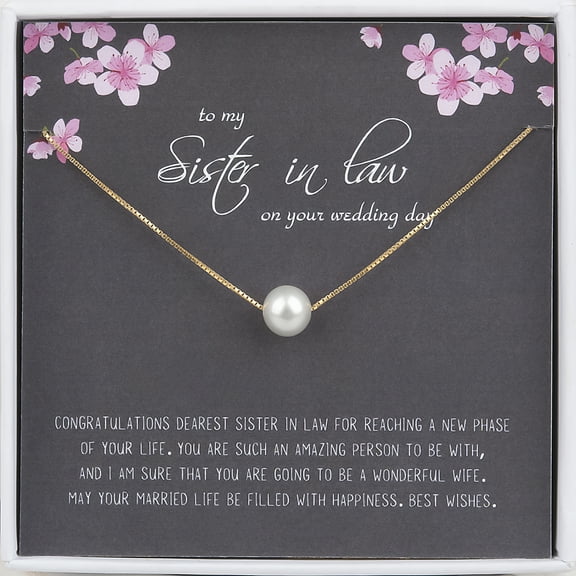 Anavia Wedding Gift for Sister in Law, Wedding Day Gift for Sister in Law, Bride Gift -[White Pearl   Gold Chain]