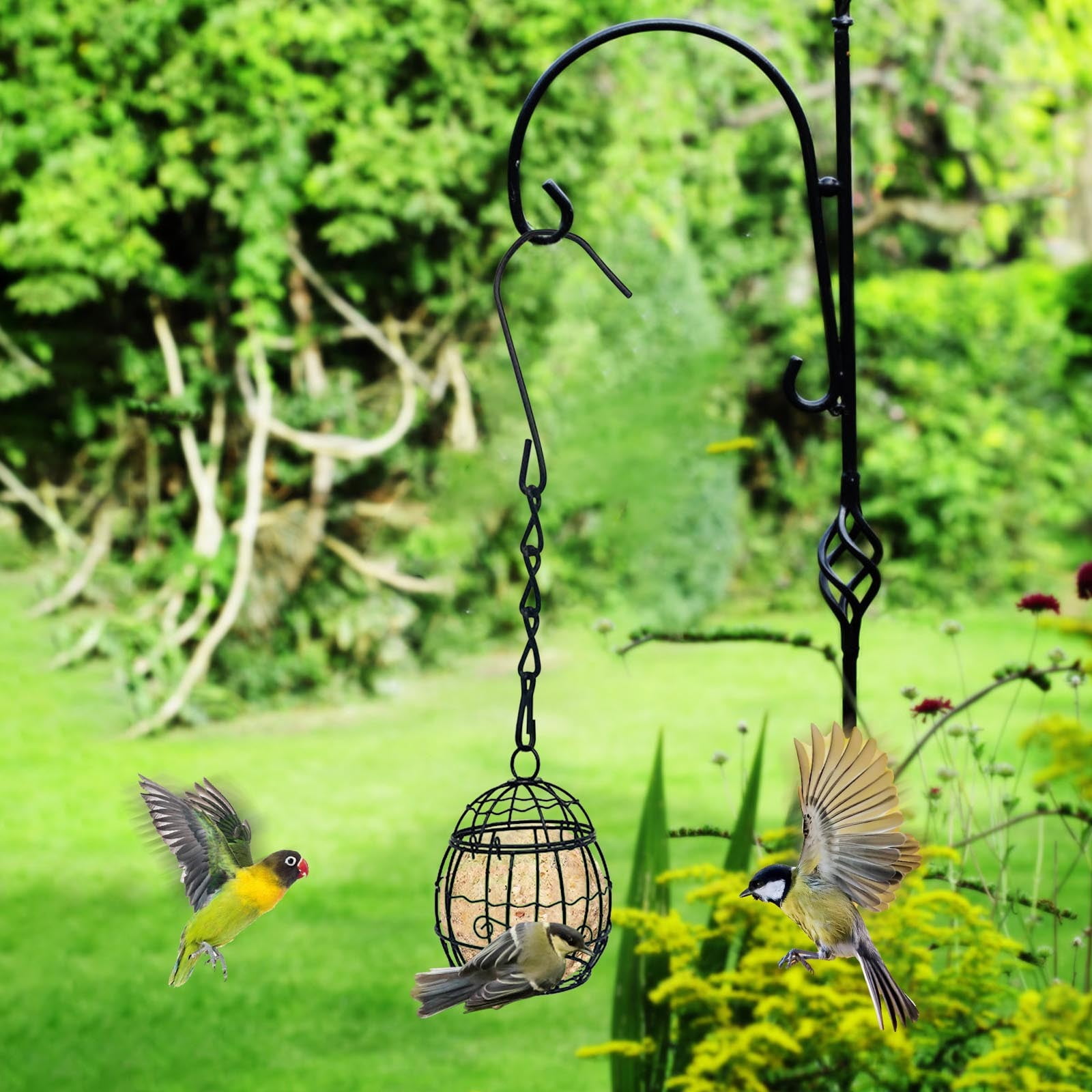 Outside Wild Bird Feeder, Metal Frame Squirrel Proof Bird Feeders Hanging for Garden Yard Outdoor Decoration(8Pcs)
