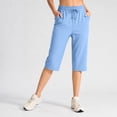 thumbnail image 4 of Guluxicc Womens Cropped Pants with Pockets Elastic Waist Drawstring Straight Leg Capris for Summer Casual Outfits, 4 of 7