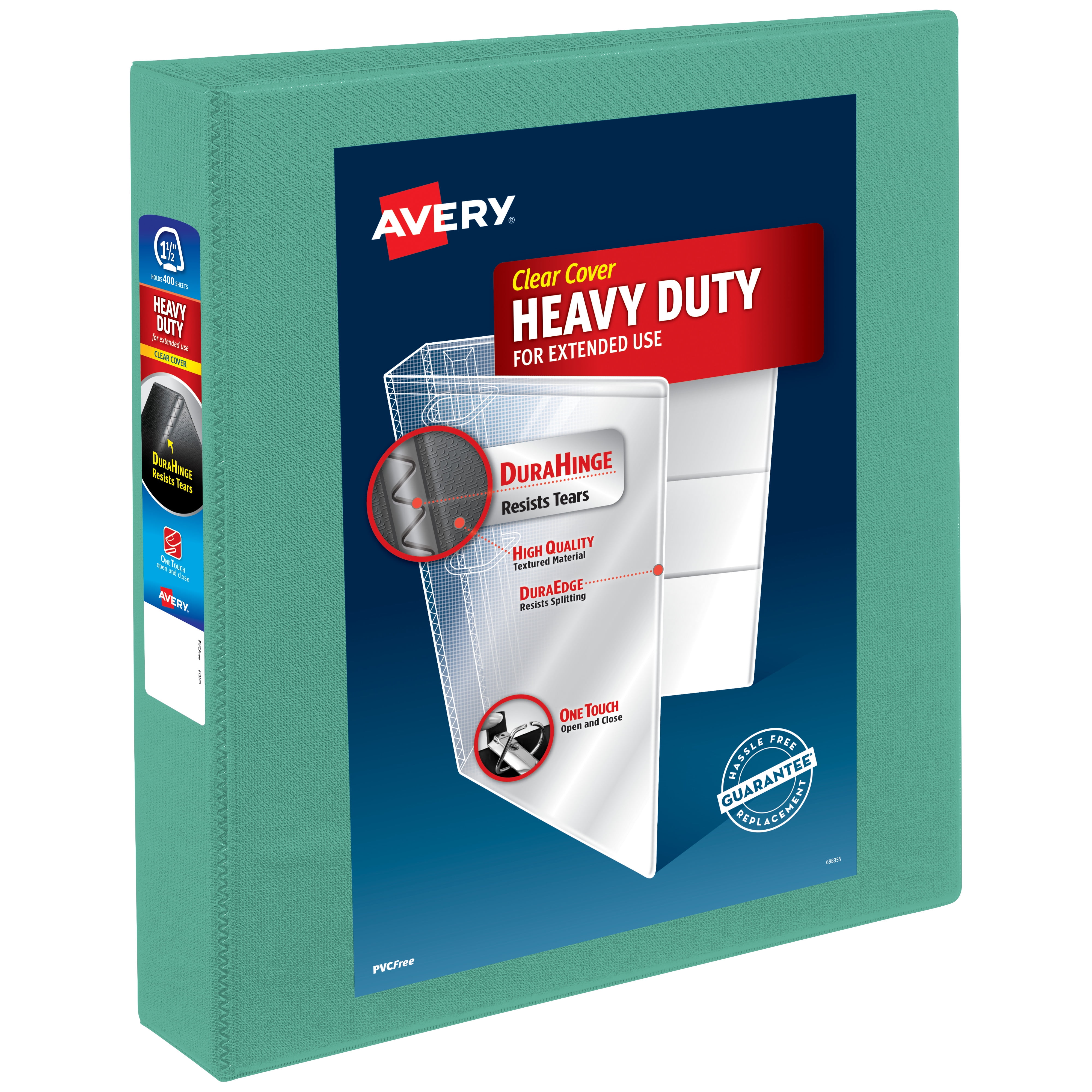Avery Heavy-Duty View Binders, Mint, 1.5' Slant Rings, Holds 375 Sheets (79271)
