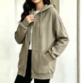 thumbnail image 4 of ClodeEU Women's Long Sleeve Zip Up Drawstring Hoodie Jacket,Casual Loose Sweatshirt Coat with Pocket ,Women's Plus L, 4 of 9