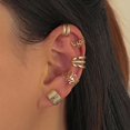 thumbnail image 4 of Pendientes de Clip de hojas de Color plateado para mujeres y hombres, pendientes creativos simples en forma de C, conjunto con rizador para oreja sin perforación, regalo de joyería de tendencia, 4 of 4