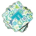 thumbnail image 2 of Carolines Treasures CJ2006-FFC Letter F Flowers And Butterflies Teal Blue Foam Coasters- Set Of 4, 2 of 3