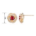 thumbnail image 5 of 18K Yellow Gold Plated Sterling Silver Created Ruby July Birthstone Love Knot Stud Earrings for Women Gift for Her, 5 of 6