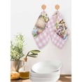 thumbnail image 2 of Easter Gnomes Kitchen Dish Towels for Drying Dishes Set of 2, Eggs Rabbit Spring Daisy Floral Pink Checkered Waffle Weave Microfiber Hand Tea Bathroom Towels Quick Dry & Absorbent Towel 12x12, 2 of 7
