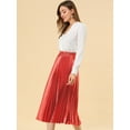 thumbnail image 4 of Falda midi Allegra K pliegues de Acordeón Metálico Rojo S, 4 of 6