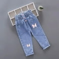 thumbnail image 2 of Kids Girl Jeans Floral Cartoon Long Pants Spring Autumn Graffiti Painting Trousers, 2 of 7