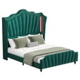 thumbnail image 6 of Uforic Queen Upholstered Platform Bed with Tall Wingback Headboard, Velvet Bed Frame with LED Light, Solid Wood Leg, Green, 6 of 8