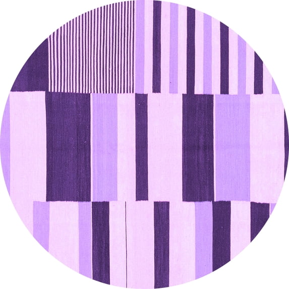 Ahgly Company Indoor Round Abstract Purple Modern Area Rugs, 3' Round