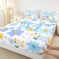 thumbnail image 5 of Meiyoeat Lovely Wildflower Letter M Full Size Sheets 4-Piece for Girls Teens, Sweet Monogram Bed Sheets, Light Blue Yellow White, 5 of 6
