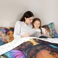 thumbnail image 4 of Castle Fairy Cartoon Black Girl Twin Size Bedding 7-Piece for Teens,Watercolor Flying Butterflies Bedding Comforter Set,Brown Blue, 4 of 7
