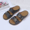 thumbnail image 3 of Slippers for Women,Trendy Slippers For Casual Wear Stylish Open Toe Design With Wedge Heel For Summer Activities Perfectly Paired,Womens Slippers,Grey,9, 3 of 5