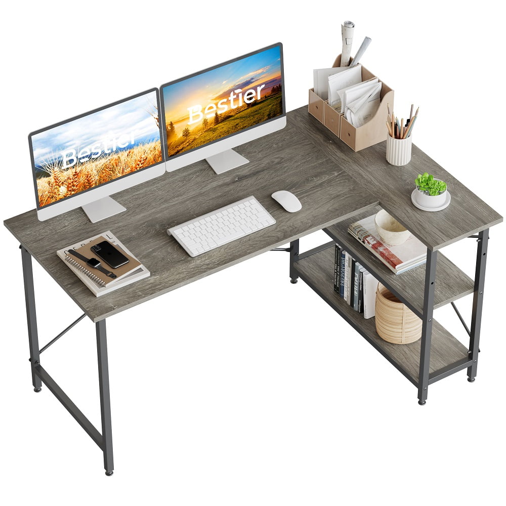 bestier computer desk with storage shelves