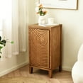 thumbnail image 2 of eHemco Geometric Ripple End Table with Storage, Modern Retro Style, 16.5 x 14 x 31 Inches, Indoor Living Room Furniture, Natural Finish, 2 of 9