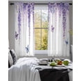 thumbnail image 3 of Wisteria Sheer Curtains 45 Inch Length 2 Panels Set for Living Room/Bedroom, Purple Flowers Butterflies Vintage Spring Kitchen Curtains Grommet Semi-Sheer Curtains Drapes Window Treatments 42"x45"x2, 3 of 7