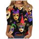thumbnail image 2 of RKSTN Mardi Gras 3/4 Sleeve T Shirts for Women Top Oversized Crewneck Carnival Mask Print 3/4 Length Sleeve Shirt Womens Casual Round Neck Mask Tuesday Carnival Party Three Quarter Sleeve Tee Shirt, 2 of 5