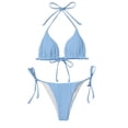 thumbnail image 4 of Women Padded Solid Color Bikini Set Two Piece Push Up Swimwear,Light Blue,XS, 4 of 5