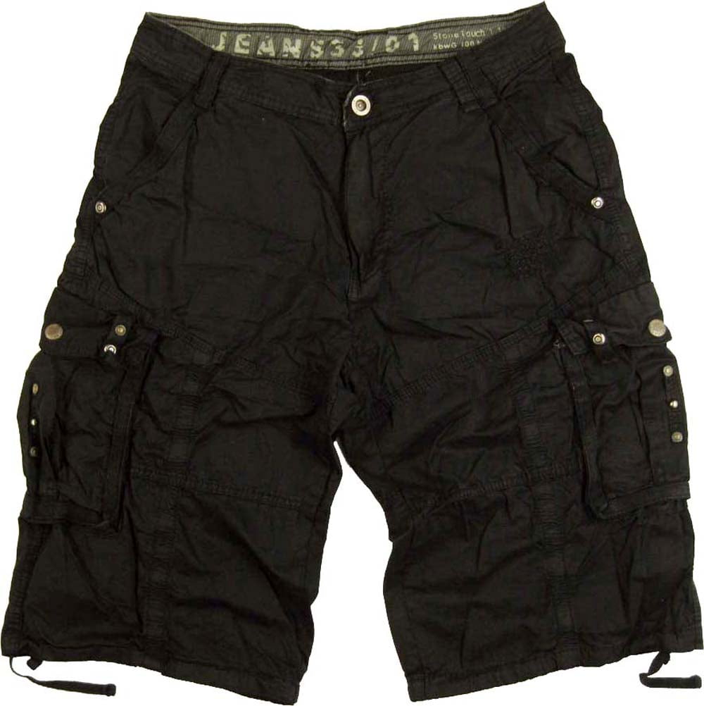 Mens Military Cargo Shorts 053 Black Size 32