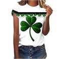 thumbnail image 4 of Uootdi T-Shirts à Manches Courtes pour Femmes Col Rond Imprimé Trèfle Usé Hauts Doux Tenue de Fête Cadeau, 4 of 7