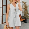 thumbnail image 6 of Summer Rompers for Women Jumpsuit Shorts Casual Loose Fit Summer Women's Fashion Sleeveless V-Neck Lace-Up Spaghetti Strap Overalls, 6 of 7