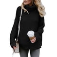 thumbnail image 1 of Asyoly Women Turtleneck Sweaters Long Sleeve Solid Color Chunky  Knit Pullover Casual Comfy Oversized Jumper Keep Warm Tops, 1 of 7