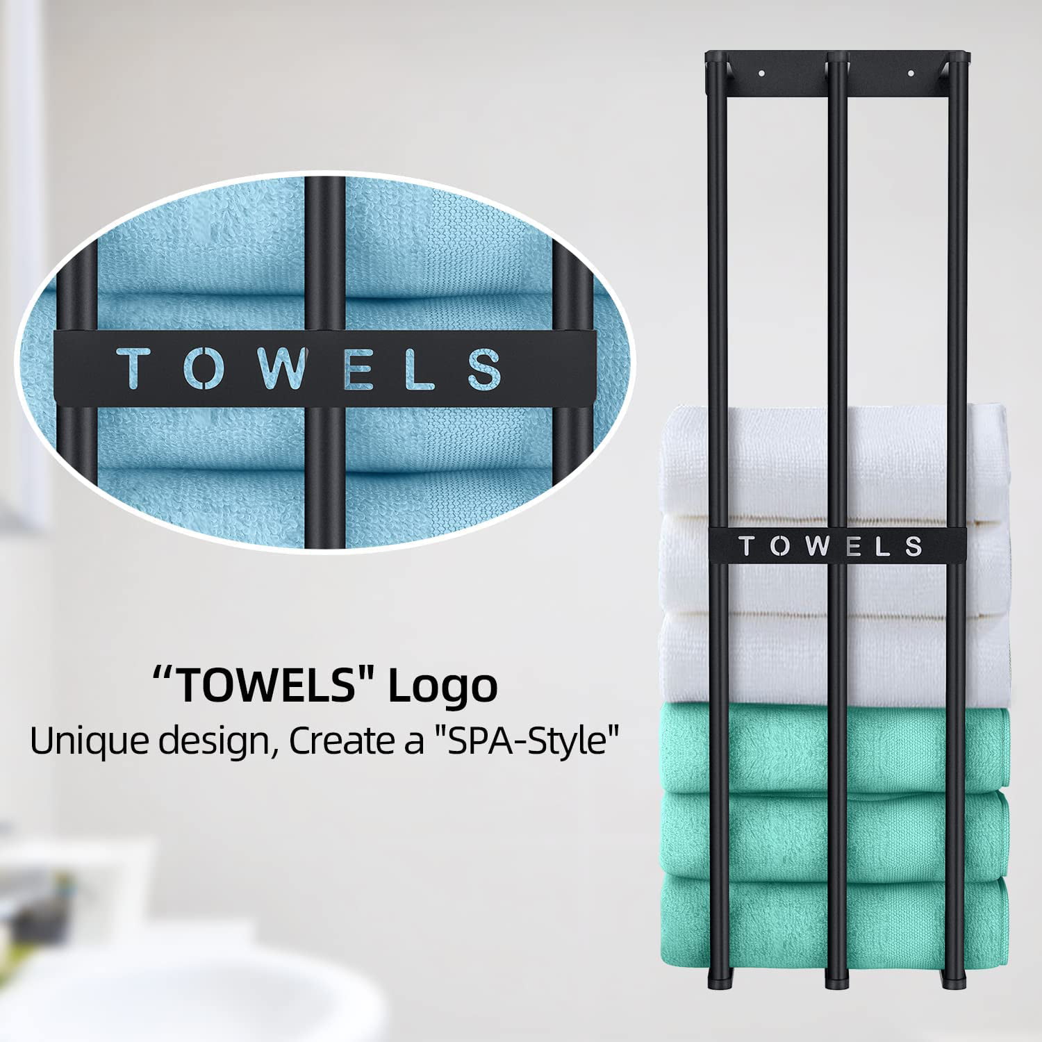 Livhil Wall Towel Rack for Rolled Towels, New Upgrade Towel Racks for  Bathroom Wall Mounted, Bathroom Bar Towel Storage, Metal Bath Towel Holder  for