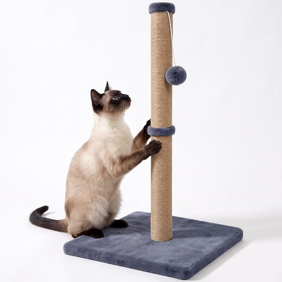 CWYEYE Cat Scratching Post, Tall Sisal Cat Scratcher with Soft Plush Base & Hanging Toy Ball, Easy Assembly Cat Tower for Indoor Cats