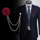 thumbnail image 1 of Corona de rosas para hombre con broche de cadena colgante dorado, alfiler de solapa, alfileres de solapa para hombres, 1 of 5