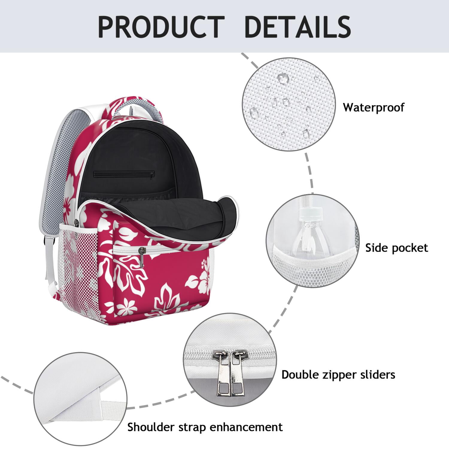 Tropical Watercolor Print School Backpack - Durable Lightweight Daypack