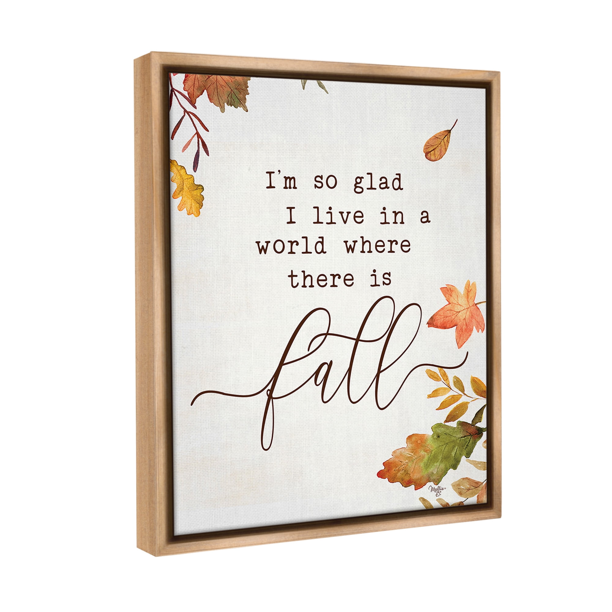 Stupell Industries A World With Fall Botanical & Floral Painting Brown Floater Framed Canvas Art Print Wall Art, 17 x 21
