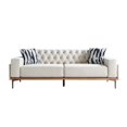 thumbnail image 2 of 84.6"Accent Sofa, Modern Velvet Sofa Couch with 2 Pillows, Extra Long Couch with Square Arm, Comfy 3 Seater Sofas with Metal Legs, for Living Room, Bedroom, Guestroom, Beige, 2 of 7