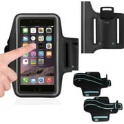 Reflective Adjustable Black Armband Case with Key Holder Fits Arms up to 14 inches big. Compatible with Samsung Galaxy A26, A36, A06, A35 with a thin cover on it.